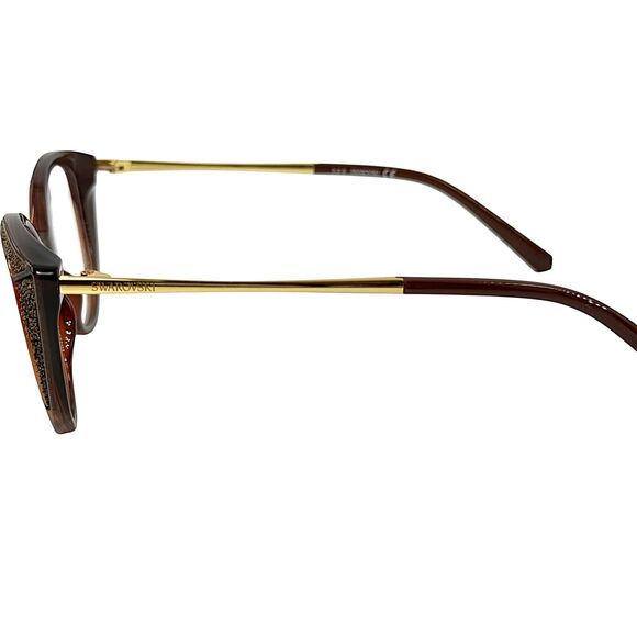 Swarovski SK5362 Womens Plastic Eyeglass Frame 048 Shiny Dark Brown 53-17